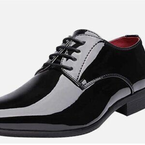 Bruno Marc 10 Dress Shoe Oxford Black Glossy Groom Lace Up Tuxedo Groomsmen